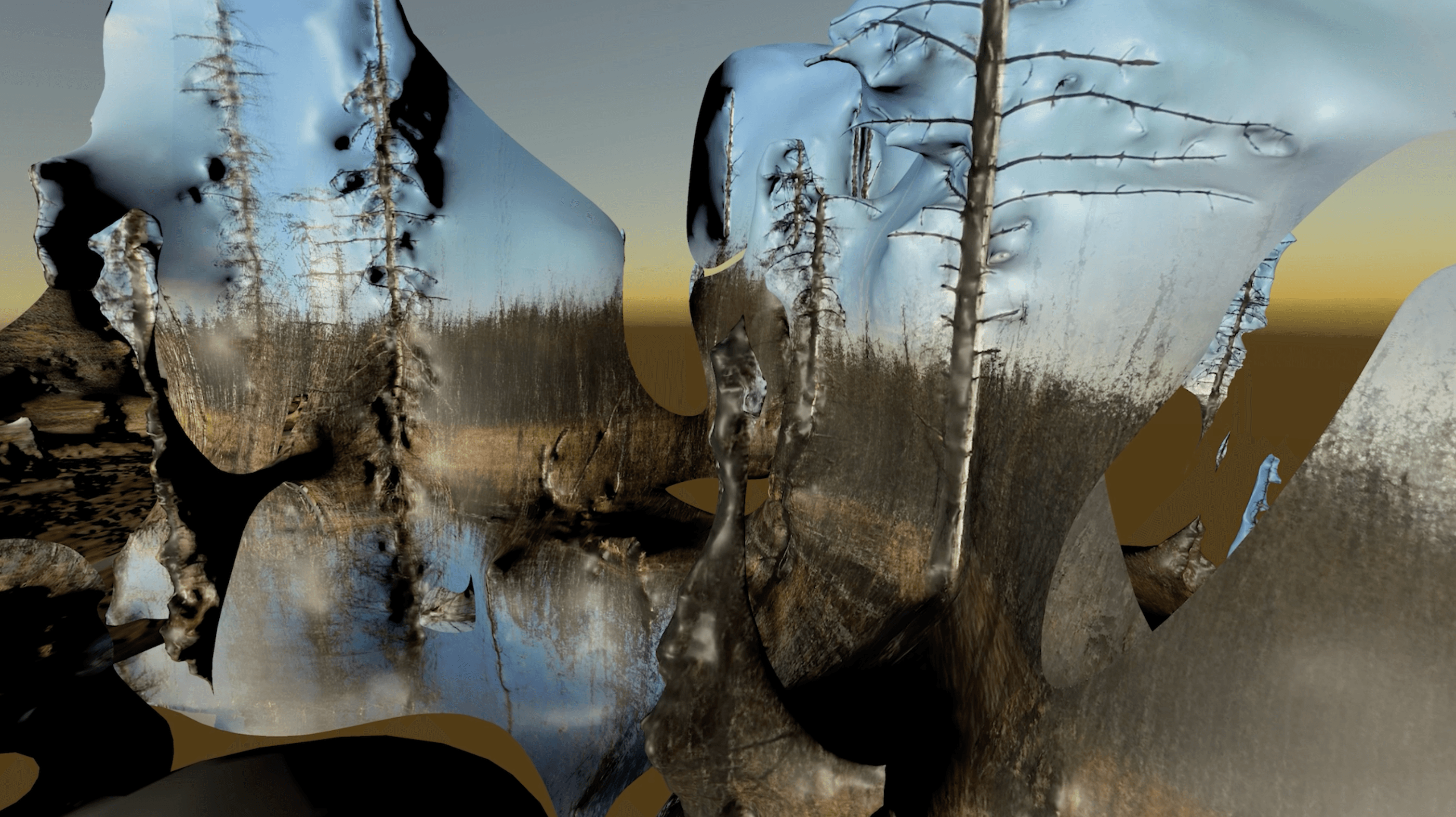 Still image from 'Land Bodies, Decomposing Mass' by Ingrid Bjørnaali, Maria Simmons & Fabian Lanzmaier